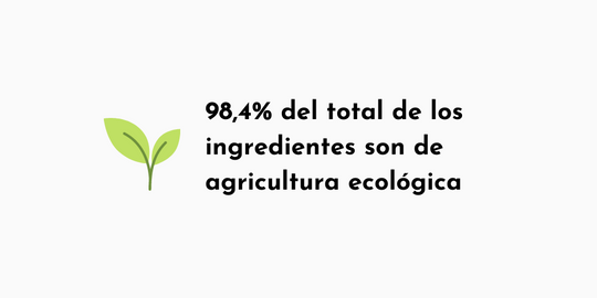 98,4% del total de los ingredientes son de agricultura ecológica